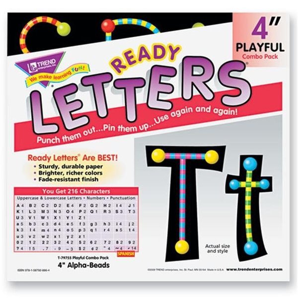 Trend Trend T79755MP Ready Letters Alpha-Beads Letter Combo Pack  Black Multiple Colors  4''h  216/Set T79755MP